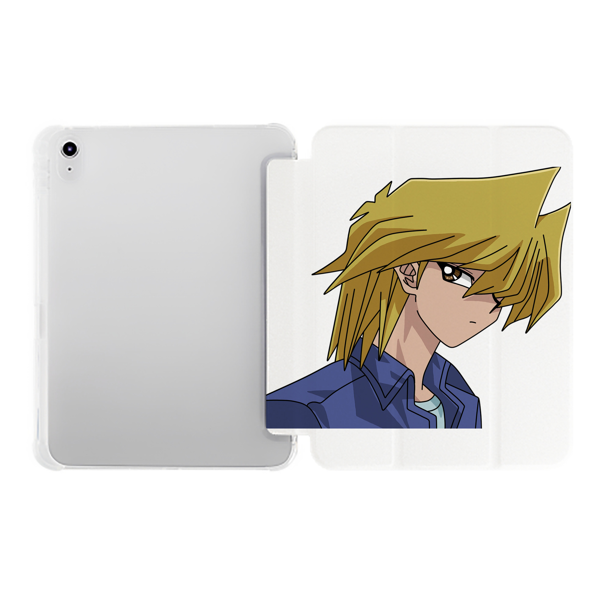 （画像用） 遊☆戯☆王 Yu-Gi-Oh! IPad ケース ペン収納付き 三つ折りスタンド PUレザー×シリコン 対応機種9.5/10.5/10.9インチ